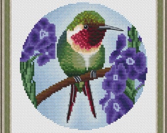 Hummingbird Little Woodstar Counted Cross Stitch Pattern
