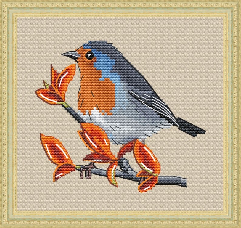 Robin Counted Cross Stitch Pattern, Robin Embroidery Chart image 10