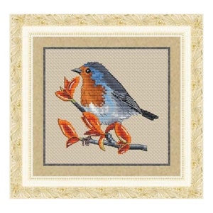 Robin Counted Cross Stitch Pattern, Robin Embroidery Chart image 1