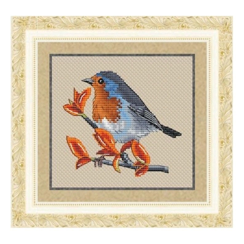 Robin Counted Cross Stitch Pattern, Robin Embroidery Chart image 1