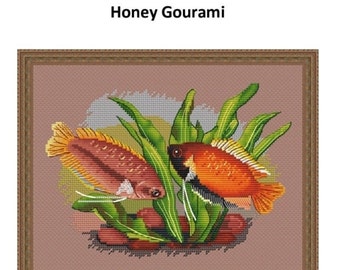 Honey Gourami Fish Counted Cross Stitch Patten