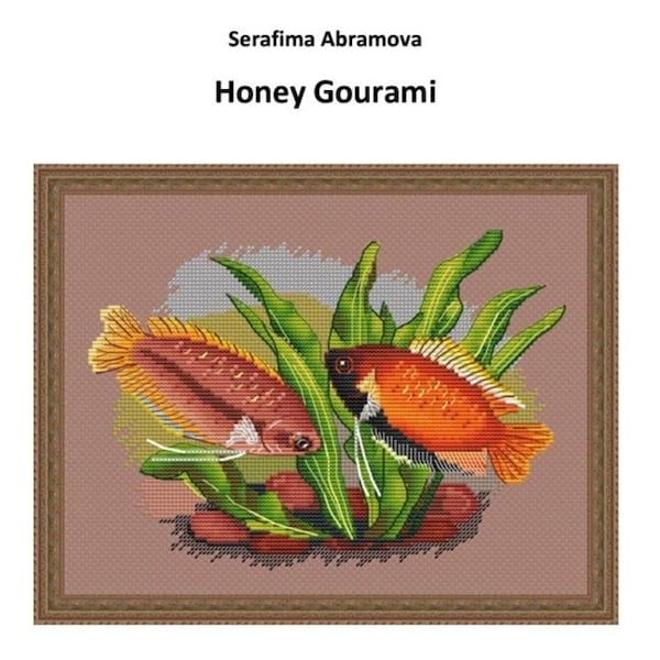 Honey Gourami Fish Counted Cross Stitch Patten