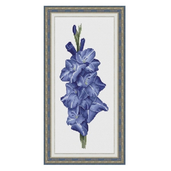 Blue Gladiolus Counted Cross Stitch Pattern