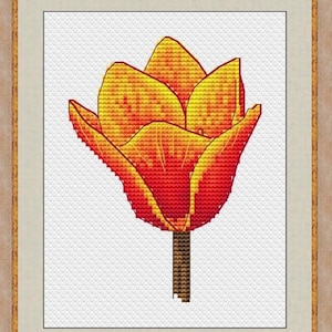 Tulips with a Butterfly Counted Cross Stitch Pattern, Spring Tenderness Cross Stitch Chart image 8