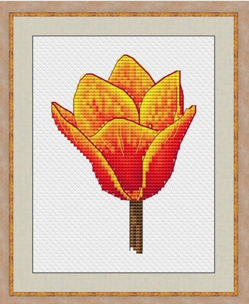 Tulips with a Butterfly Counted Cross Stitch Pattern, Spring Tenderness Cross Stitch Chart image 8