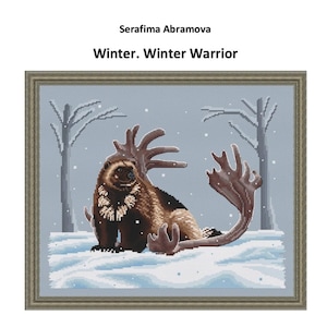 Wolverine in Winter Counted Cross Stitch Pattern