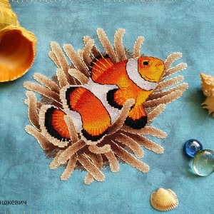 Clownfish Counted Cross Stitch Pattern, Anemonefish Embroidery Chart image 2