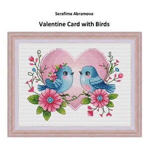 Modèle de point de croix oiseaux comptés pour la Saint-Valentin