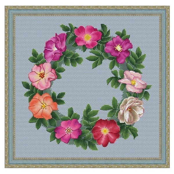 Rose Wreath Counted Cross Stitch Pattern