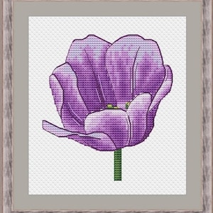 Tulips with a Butterfly Counted Cross Stitch Pattern, Spring Tenderness Cross Stitch Chart image 9