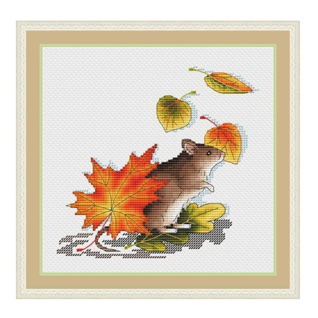 Autumn Mouse Cross Stitch Pattern PDF Mouse Embroidery Cross - Etsy