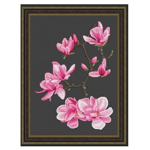 Blooming Magnolia Counted Cross Stitch Pattern