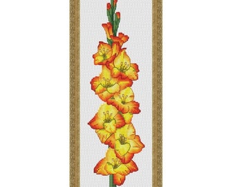 Orange Gladiolus Counted Cros Stitch Pattern