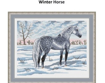 Horse in Winter Counted Cross Stitch Pattern