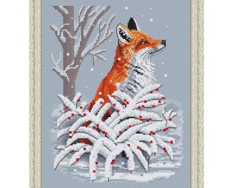 Fox in Winter Counted Cross Stitch Pattern