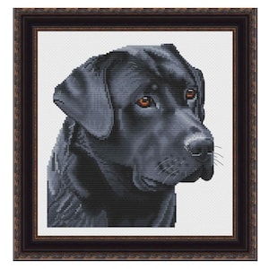 Zwart Labrador geteld kruissteekpatroon