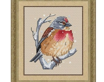 Common Linnet Counted Cross Stitch Pattern, Linnet Cross Stitch Chart