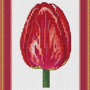 Tulpen met een vlindertelpatroon, kruissteekschema voor lentetederheid afbeelding 7