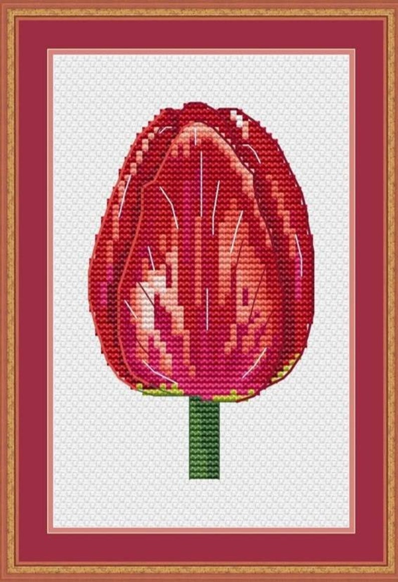 Tulips with a Butterfly Counted Cross Stitch Pattern, Spring Tenderness Cross Stitch Chart image 7