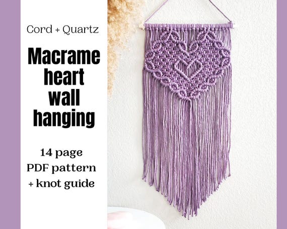 Macrame Heart Wall Hanging Pattern: DIY Valentines Craft (PDF Pattern)