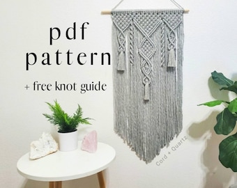 Patrón para colgar en la pared en macramé Tutorial paso a paso de macramé