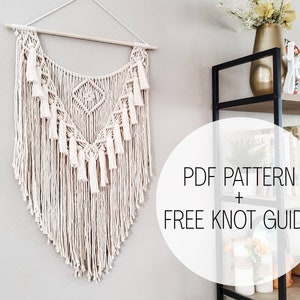 macrame wall hanging pattern.free beginner knot guide. DIY macrame tutorial. instant download step by step pattern. DIY boho home decor.