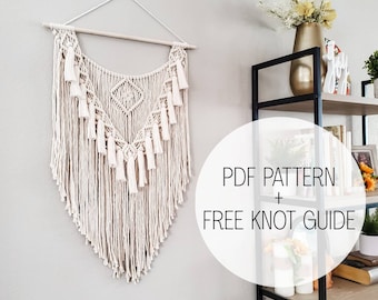 macrame wall hanging pattern.free beginner knot guide. DIY macrame tutorial. instant download step by step pattern. DIY boho home decor.