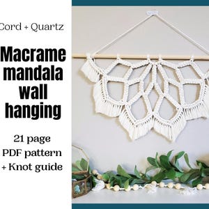 macrame lotus mandala pdf pattern, intermediate and advanced macrame tutorial, DIY macrame step by step, DIY boho decor, English only