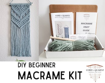 Beginner macrame wall hanging kit. DIY craft kits for adults and kids. Bohemian home and wall decor diy kit.