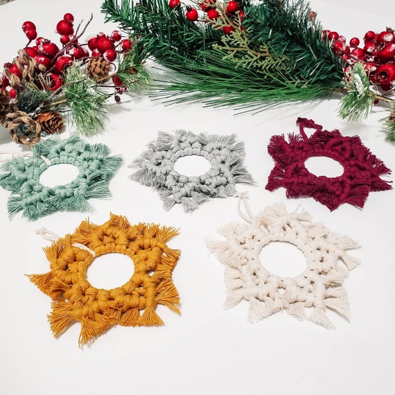 DIY Christmas Ornament Kit. Macrame Christmas Ornament Set