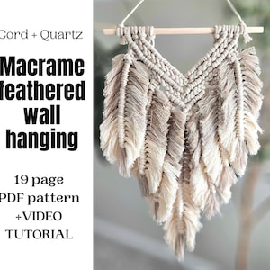 Motif de suspension murale en plumes de macramé : motif superposé (PDF + vidéo)