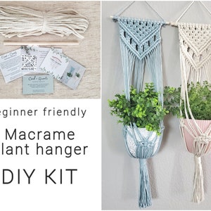 Beginner macrame plant hanger kit. Craft kits for adults and kids. Bohemian home and wall decor diy kit. Macrame wall hanging kit image 1