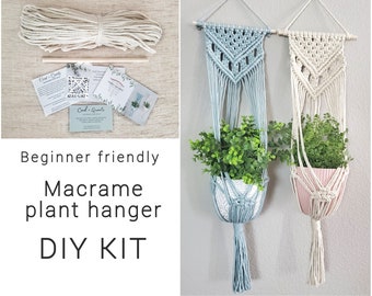 Beginner macrame plant hanger kit. Craft kits for adults and kids. Bohemian home and wall decor diy kit. Macrame wall hanging kit