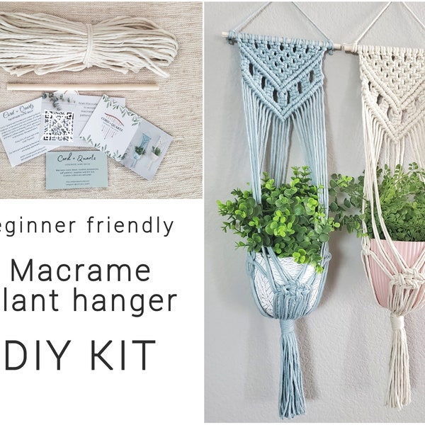 Beginner macrame plant hanger kit. Craft kits for adults and kids. Bohemian home and wall decor diy kit. Macrame wall hanging kit