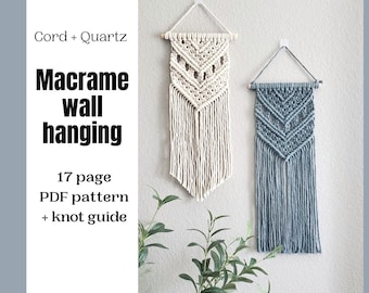 Beginner macrame wall hanging pdf pattern. macrame patterns. macrame tutorials, diy macrame. boho home and wall decor diy.