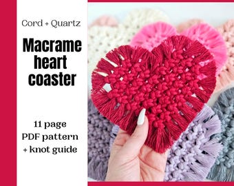 Beginner Macrame Heart Coaster Pattern: DIY Valentines Decor (PDF Pattern)