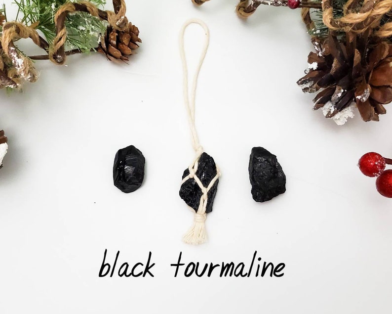 Raw stones. Metaphysical healing stones hangers Ethically sourced crystal charms Boho Christmas ornaments Crystal Christmas ornaments
