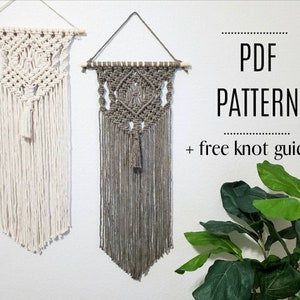 beginner macrame wall hanging pdf pattern. macrame tutorial. DIY wall decor. wall hanging pattern, tutorial and how to instructions.