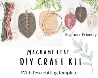Macrame leaf/feather DIY craft kit. Craft kit for adults. DIY home decor. craft kits for kids and teens. Do it yourself macrame.