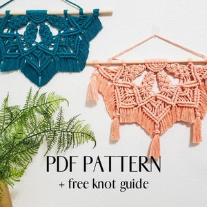 Macrame mandala PATTERN pdf. Macrame half mandala step by step tutorial. Macrame pattern wall hanging. boho DIY craft