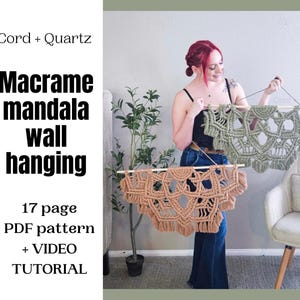 Large half mandala macrame pdf wall hanging pattern AND video tutorial. Advanced pattern.