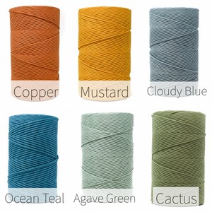 May include: Six spools of cotton cord in various colors: copper, mustard, cloudy blue, ocean teal, agave green, and cactus.