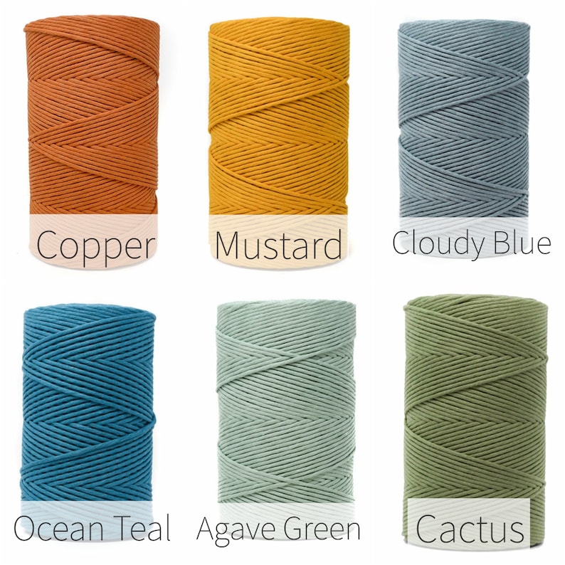May include: Six spools of cotton cord in various colors: copper, mustard, cloudy blue, ocean teal, agave green, and cactus.