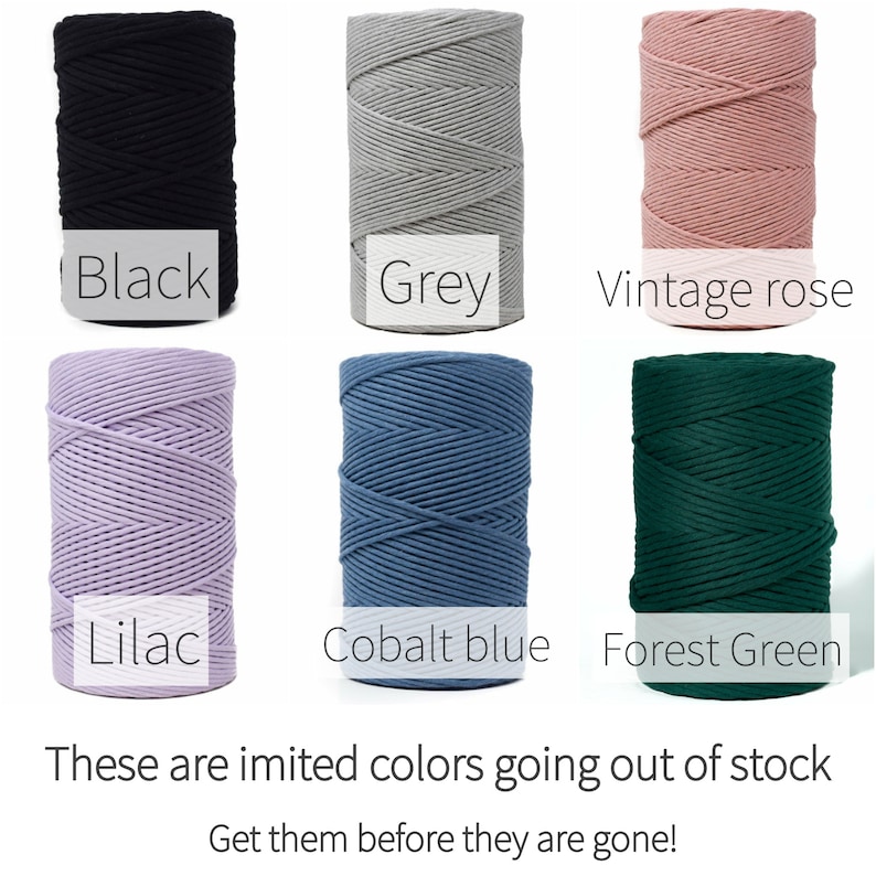 May include: Six spools of cotton cord in various colors: black, gray, vintage rose, lilac, cobalt blue, and forest green.  These colors are limited and going out of stock. Get them before they are gone!