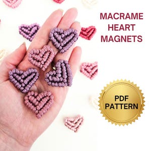 Makramee Herz Magnet PDF Anleitung. Anfänger Makramee Muster. Makramee Anleitungen, DIY Makramee. Valentinstag DIY Wohnkultur.