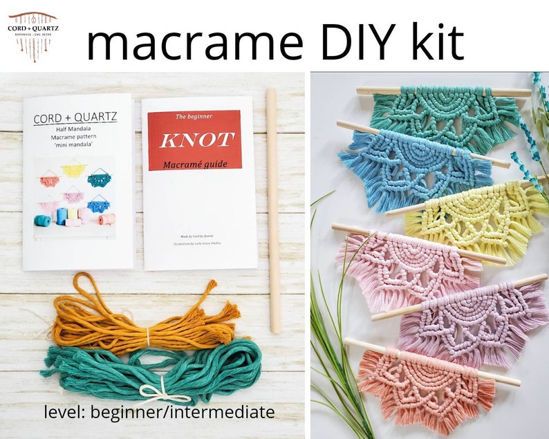 Macrame DIY kit. Half Mandala wall hanging kit pattern book image 0