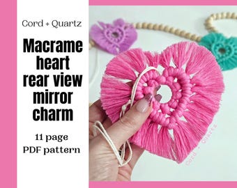 Macrame Heart Mirror Charm PDF Pattern: Beginner Friendly