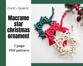 マクラメクリスマススターオーナメントのPDFパターン：初心者向けDIY