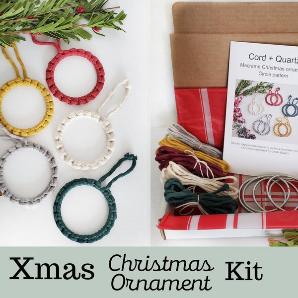 DIY Christmas ornament kit. Macrame christmas ornament set. Christmas craft kits for adults and kids. Boho ornament. Christmas home decor