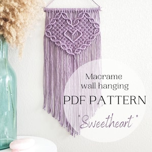 Macrame wall hanging pdf pattern, step by step guide, macrame tutorial, valentines day heart craft, diy macrame image 5